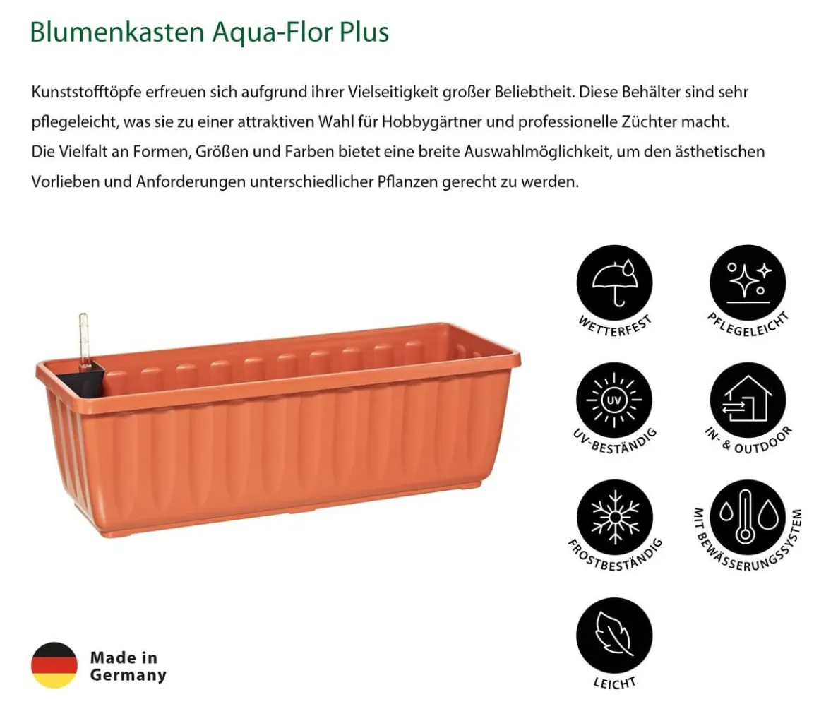 Dehner Blumenkasten Aqua-Flor Plus mit Bewässerungssystem, eckig