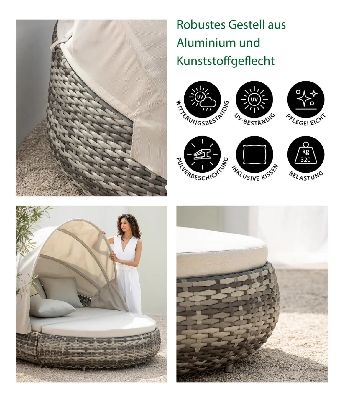 Dehner Daybed Tulum, ca. B179/H163/T220 cm