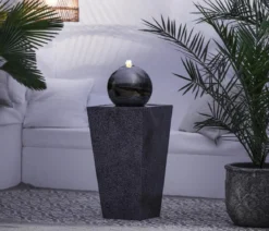 Dehner Edelstahl-Gartenbrunnen Kioto, ca. B34/H83/T34 cm