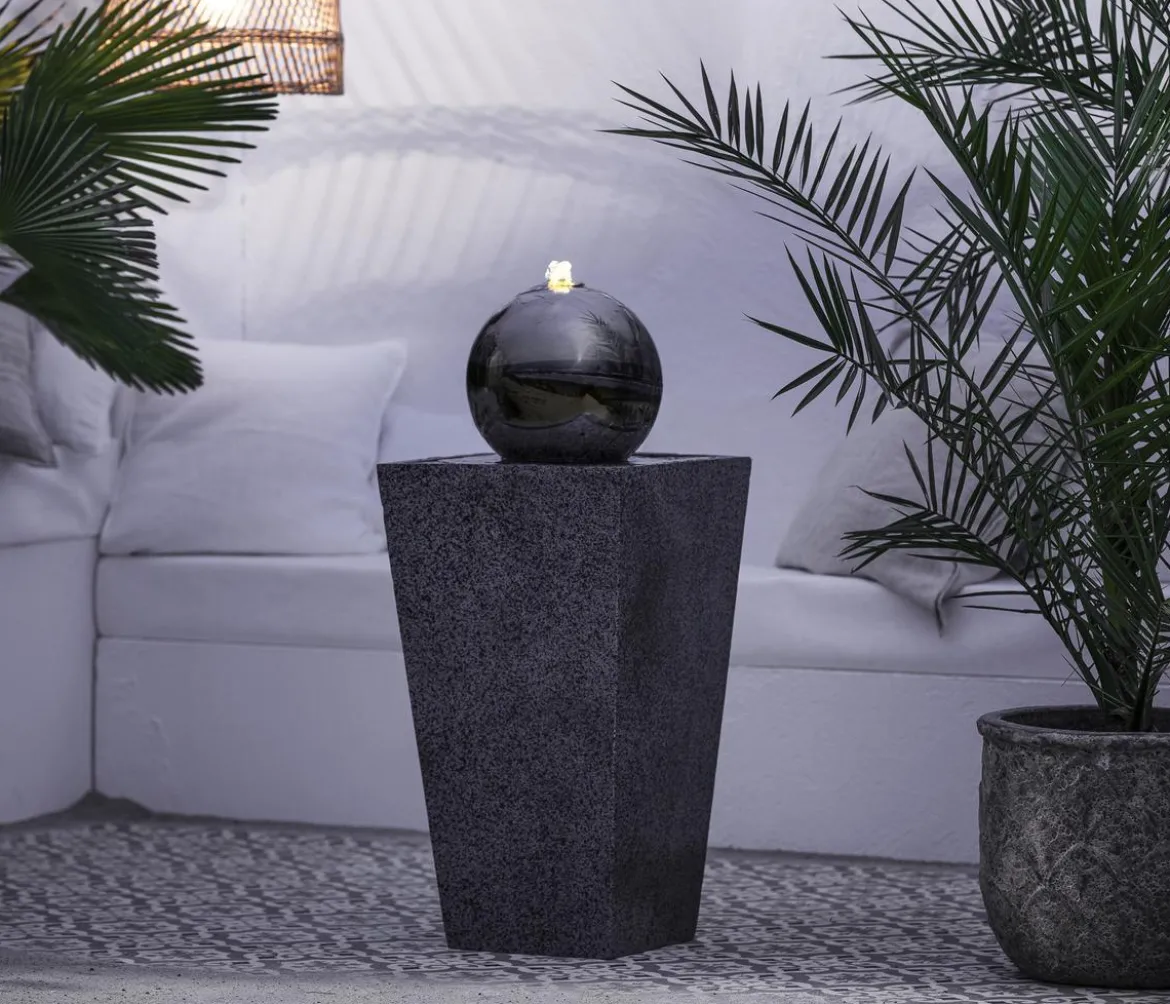 Dehner Edelstahl-Gartenbrunnen Kioto, ca. B34/H83/T34 cm