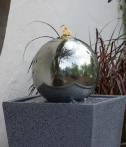 Dehner Edelstahl-Gartenbrunnen Kioto, ca. B34/H83/T34 cm