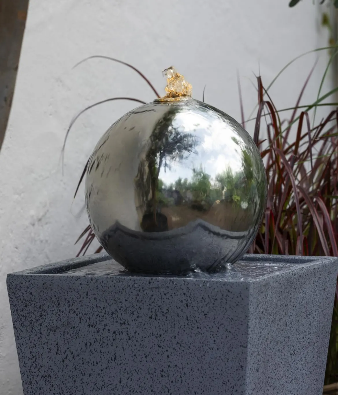 Dehner Edelstahl-Gartenbrunnen Kioto, ca. B34/H83/T34 cm