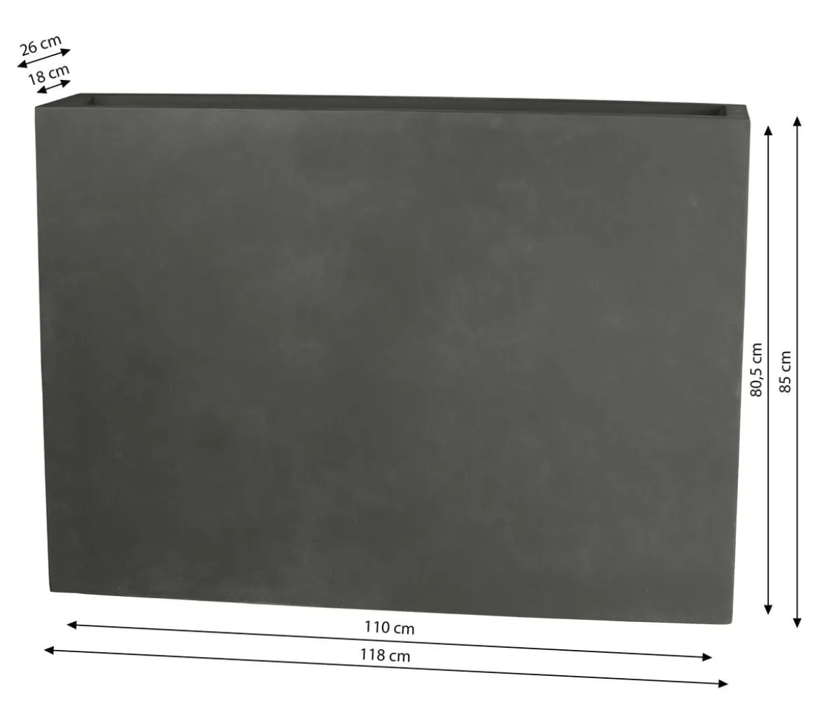 Dehner Fiberglas-Kasten, rechteckig, grau, ca. B118/H85/T26 cm