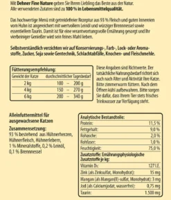 Dehner Fine Nature Nassfutter für Katzen Adult, Huhn mit Leinöl & Brennnessel