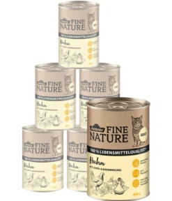 Dehner Fine Nature Nassfutter für Katzen Adult, Huhn mit Leinöl & Brennnessel