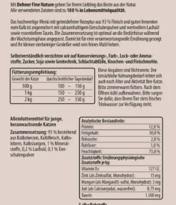 Dehner Fine Nature Nassfutter für Katzen Kitten, Kalb mit Lachsöl & Eierschalenpulver