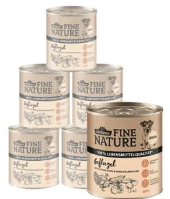 Dehner Fine Nature Nassfutter für Hunde Junior, Geflügel mit Zucchini, Apfel & Eierschalenpulver