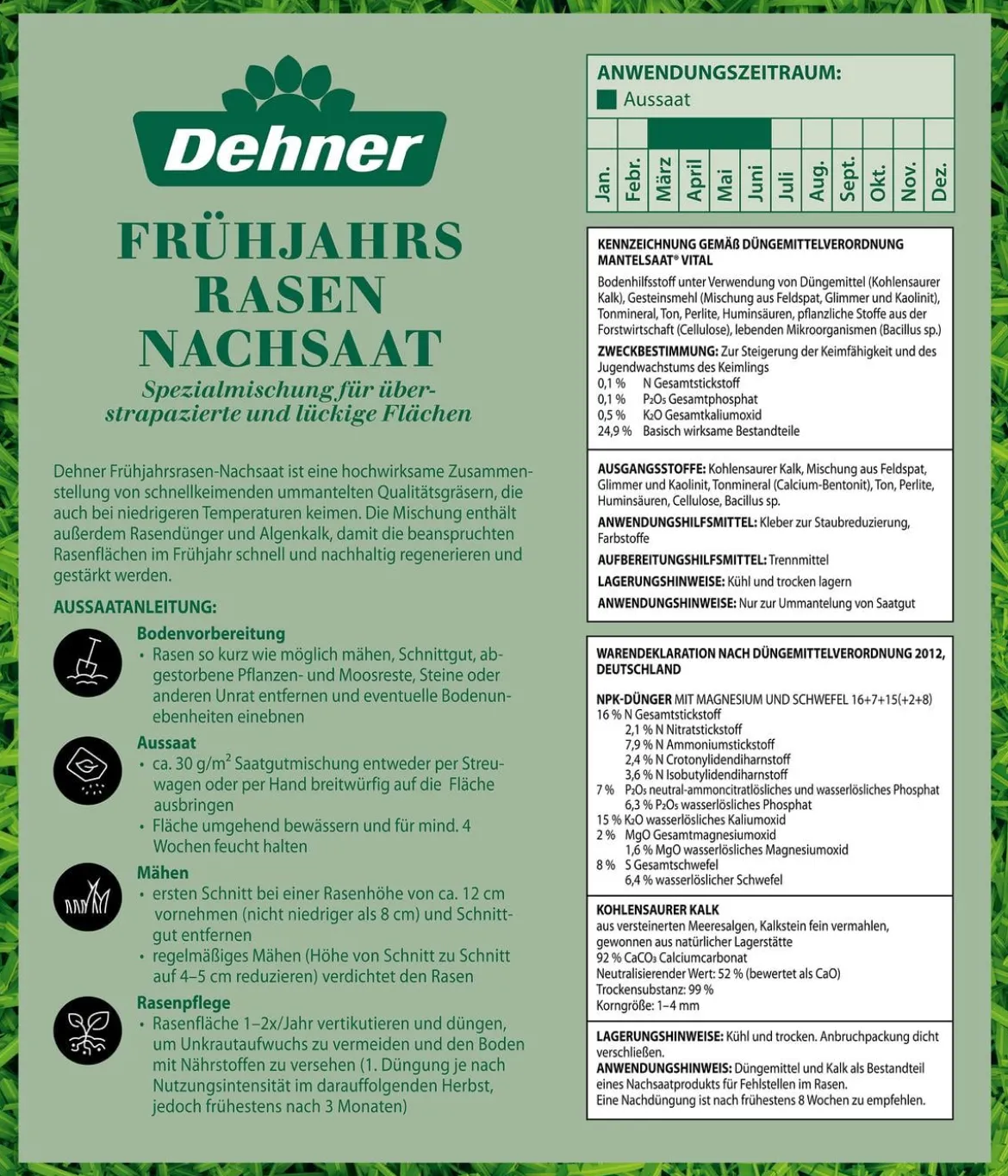Dehner Frühjahrsrasen-Nachsaat, 750 g