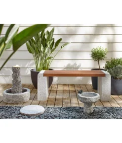 Dehner Granit-Gartenbank, ca. B120/H45/T35 cm, grau/braun