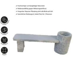 Dehner Granit-Gartenbank Flora, ca. B130/H45/T30 cm, grau
