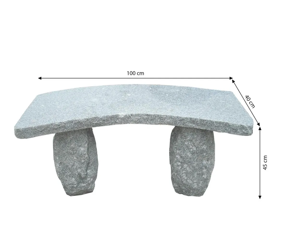 Dehner Granit-Gartenbank, gebogen, 2-Sitzer