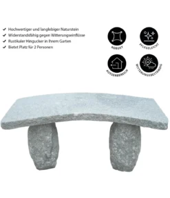 Dehner Granit-Gartenbank, gebogen, 2-Sitzer