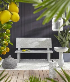 Dehner Granit-Gartenbank, grau, ca. B120/H75/T50 cm