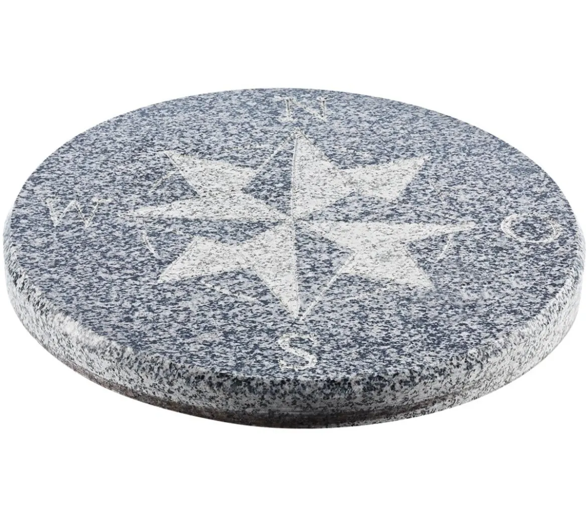Dehner Granit-Kompassstein, schwarz/grau, ca. Ø40/4 cm