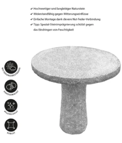 Dehner Granit-Tisch, rund, ca. Ø75/H75 cm