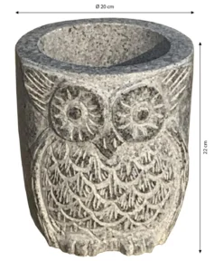 Dehner Granit-Topf Eule, rund, grau, ca. Ø20/H22 cm