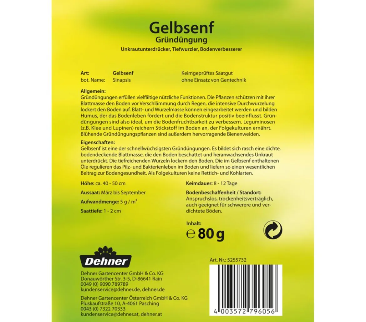 Dehner Gründüngung Gelbsenf, 80 g