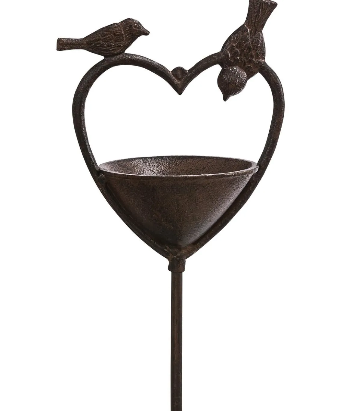 Dehner Gusseisen-Stab Vogelherz mit Schale, ca. H120 cm