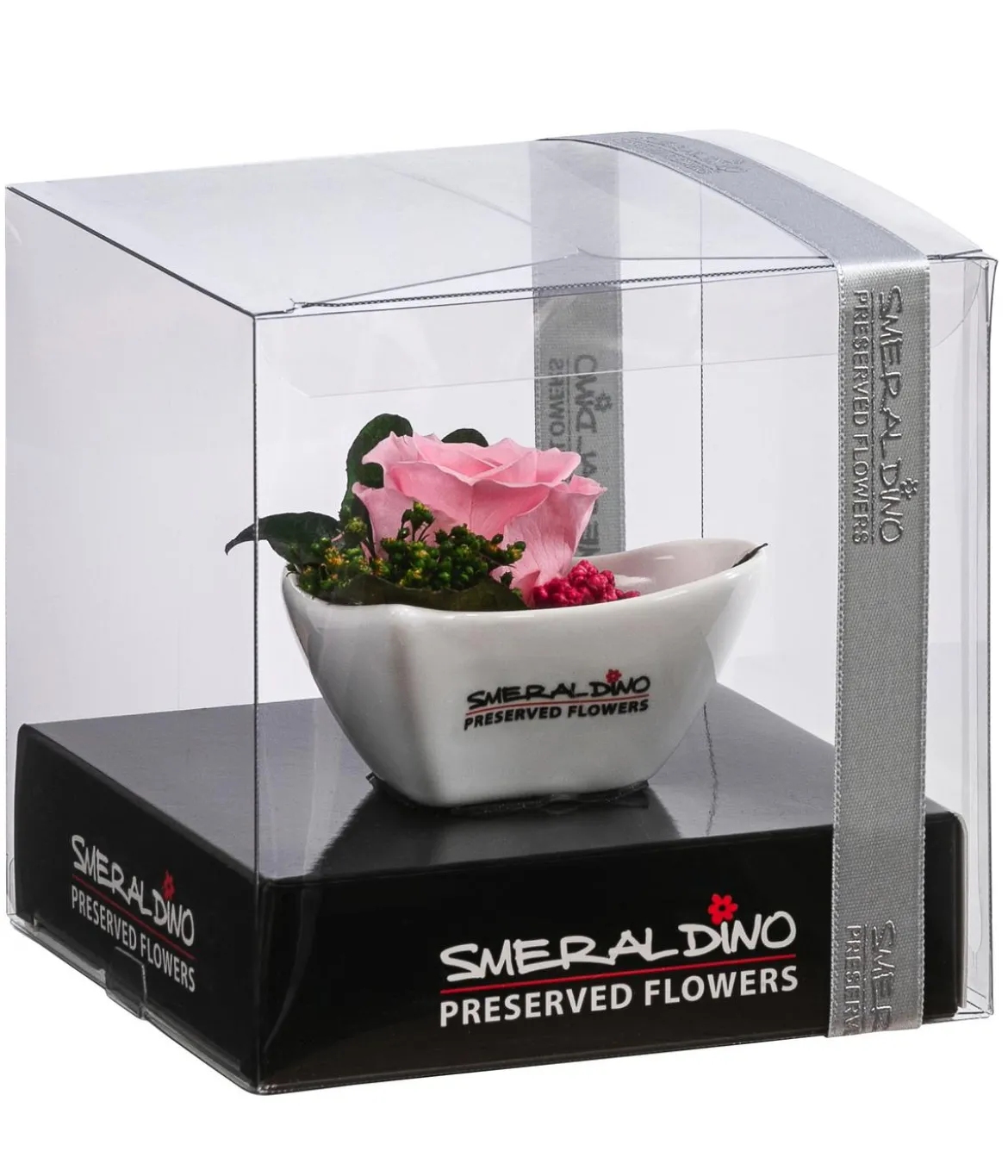 Dehner Herzschale mit Longlife-Rose Aneta, rosa, ca. B7/H5 cm
