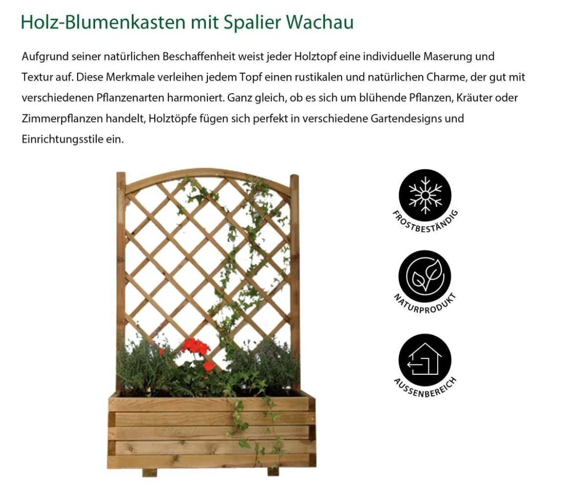 Dehner Holz-Blumenkasten mit Spalier Wachau, B90/H140/T40 cm