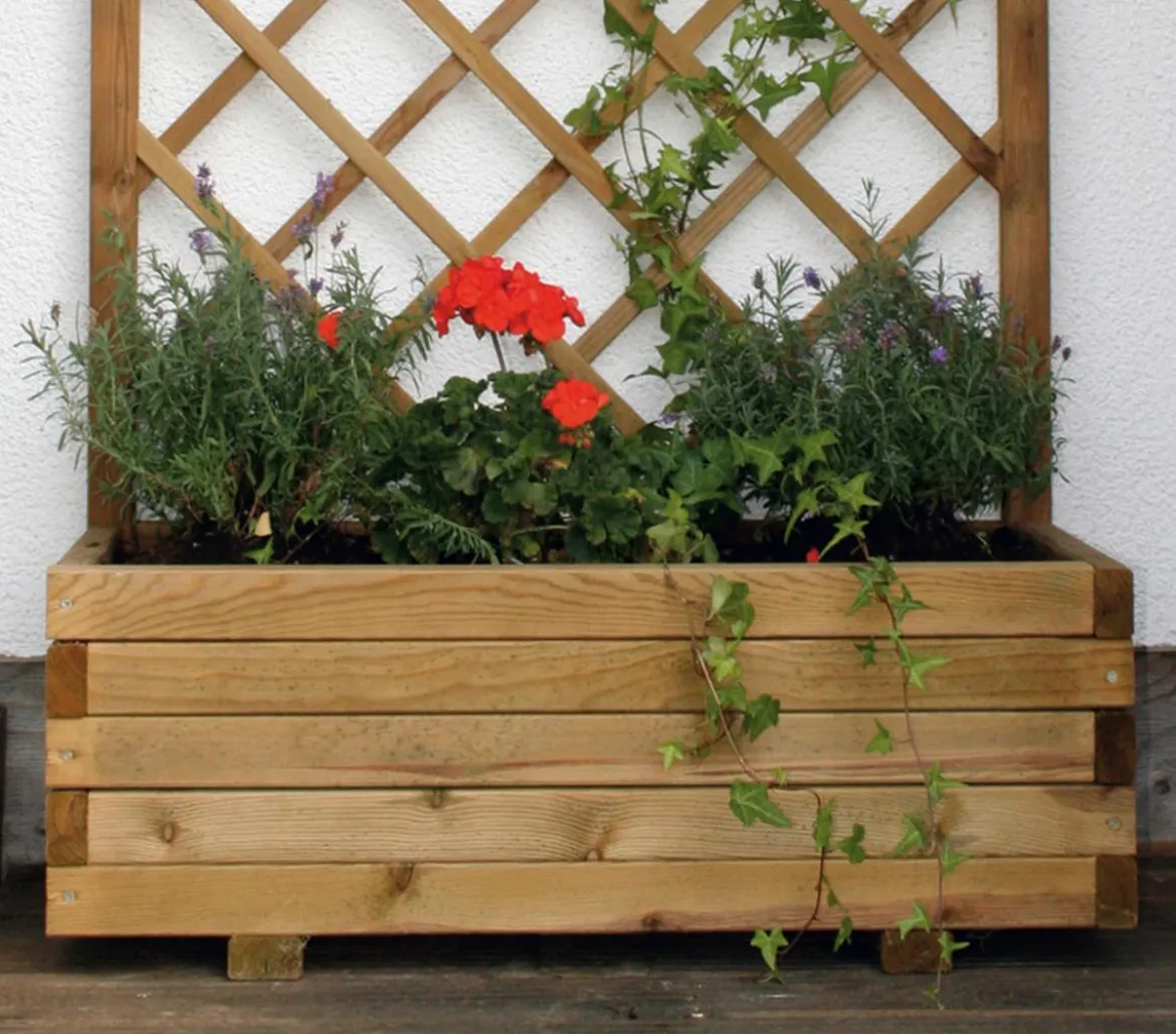 Dehner Holz-Blumenkasten mit Spalier Wachau, B90/H140/T40 cm