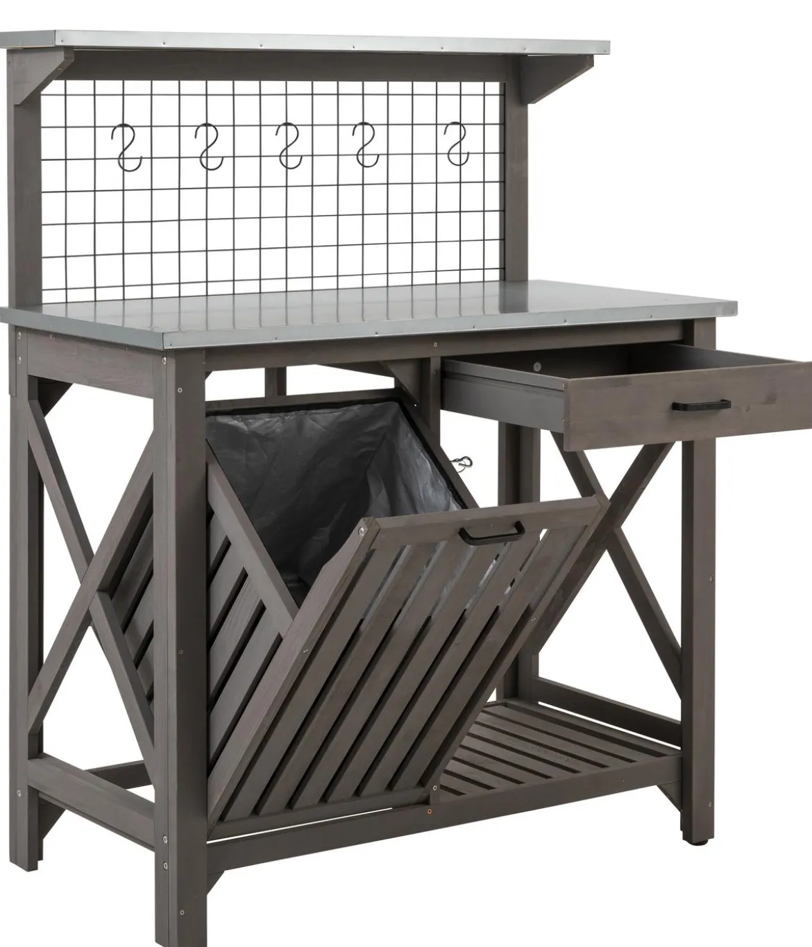 Dehner Holz-Pflanztisch Ottawa, grau, ca. B110/H134,5/T55 cm
