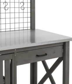 Dehner Holz-Pflanztisch Ottawa, grau, ca. B110/H134,5/T55 cm