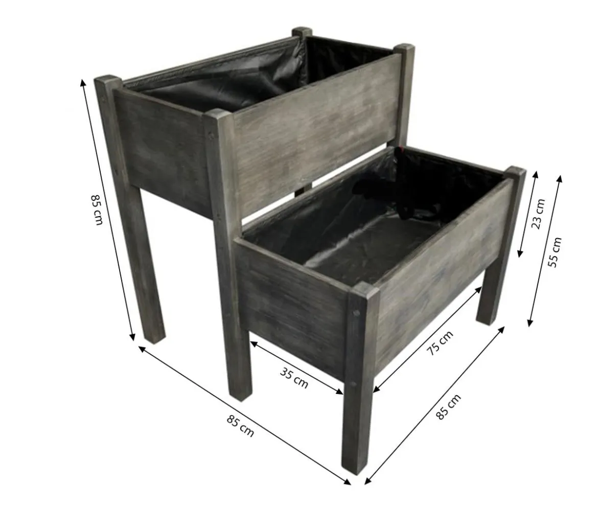 Dehner Holz-Stufenhochbeet Step, dunkelgrau, ca. B85/H85/T85 cm