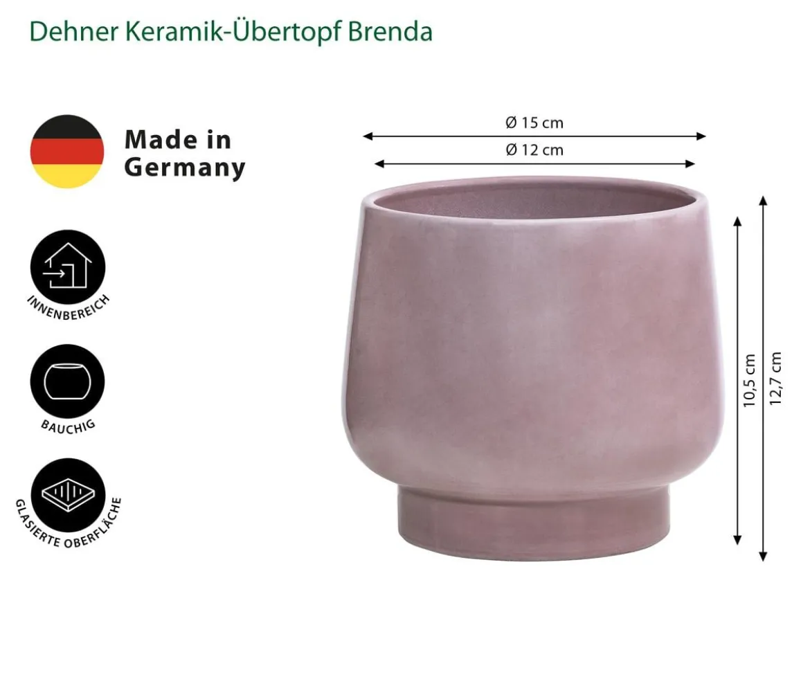 Dehner Keramik-Übertopf Brenda, bauchig, ca. Ø15 cm