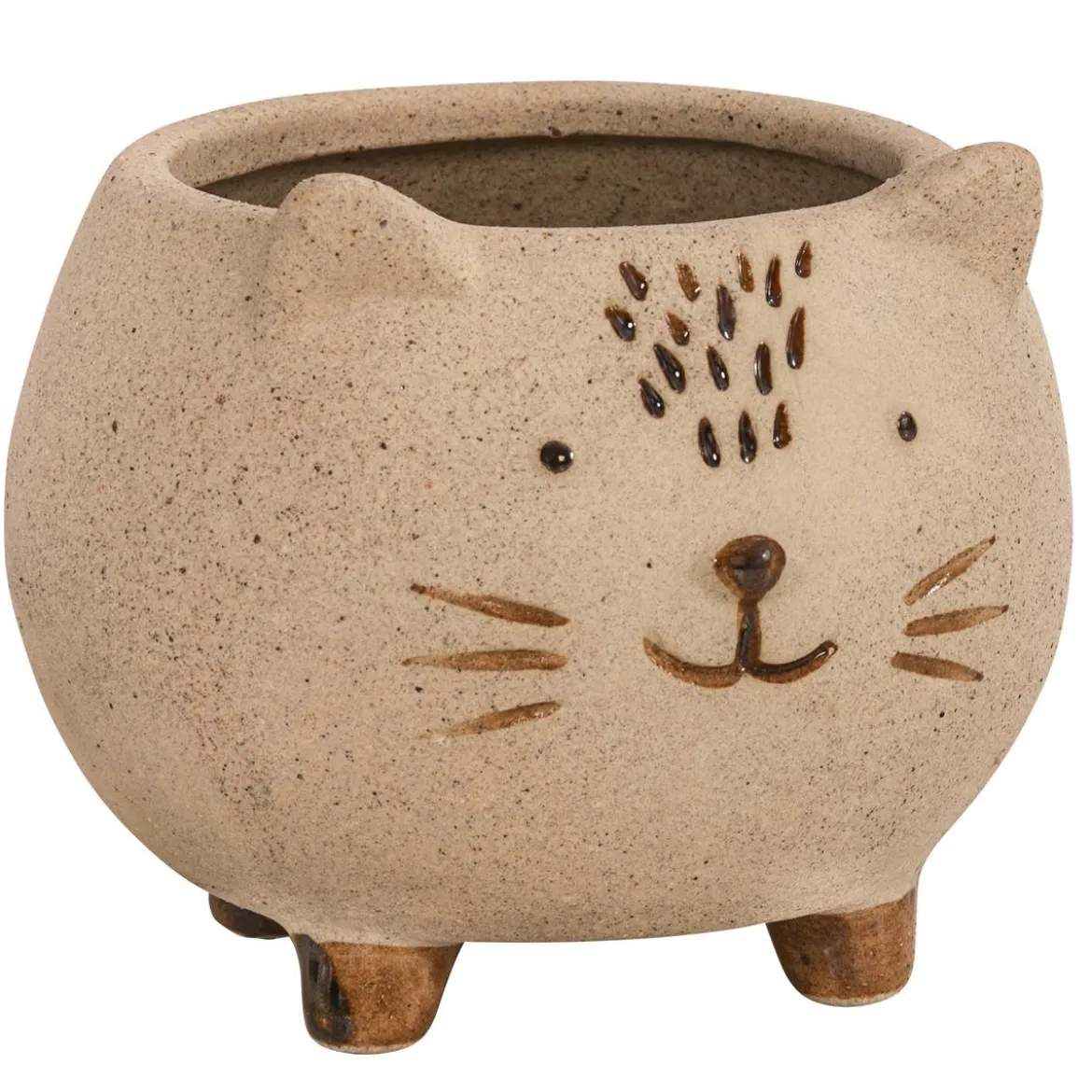 Dehner Keramik-Übertopf Cat, bauchig, creme, ca. Ø9 cm