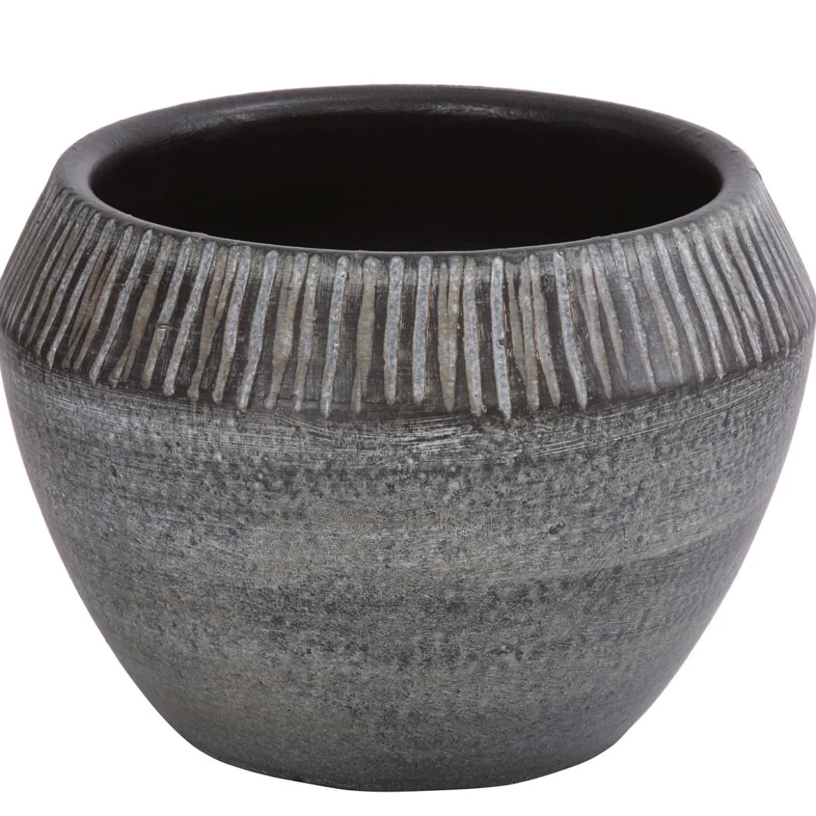 Dehner Keramik-Übertopf Hailey, bauchig, dunkelbraun, ca. Ø17 cm