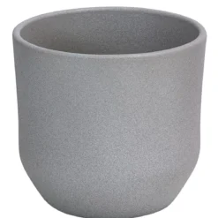 Dehner Keramik-Übertopf Lea, konisch, hellgrau, ca. Ø13 cm