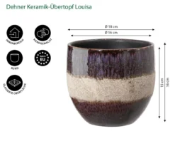 Dehner Keramik-Übertopf Louisa, rund, lila/beige