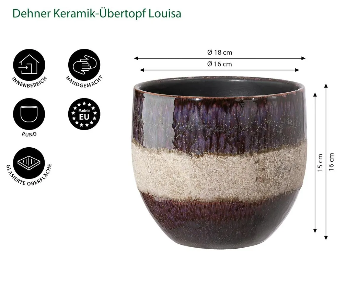 Dehner Keramik-Übertopf Louisa, rund, lila/beige