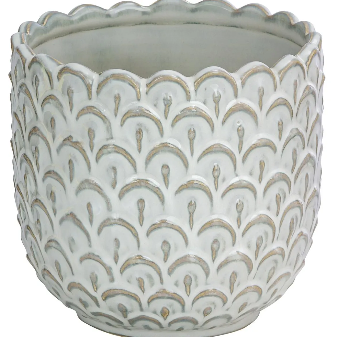 Dehner Keramik-Übertopf Marie, rund, weiß, ca. Ø14 cm