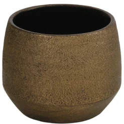 Dehner Keramik-Übertopf Mathea, bauchig, gold/braun