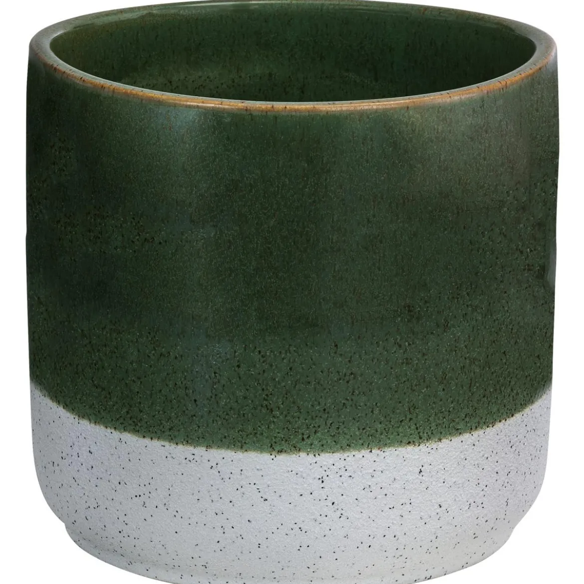 Dehner Keramik-Übertopf Nala, rund, dunkelgrün/weiß, ca. Ø13 cm