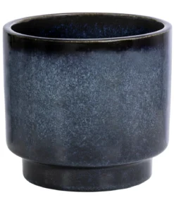 Dehner Keramik-Übertopf Pavone, rund, blau