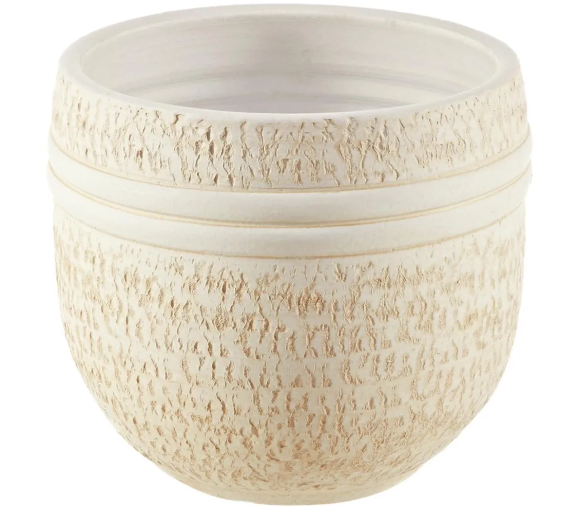 Dehner Keramik-Übertopf Rustika, bauchig, creme