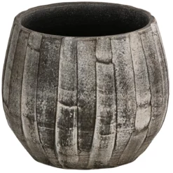 Dehner Keramik-Übertopf Samu, bauchig, braun, ca. Ø16 cm