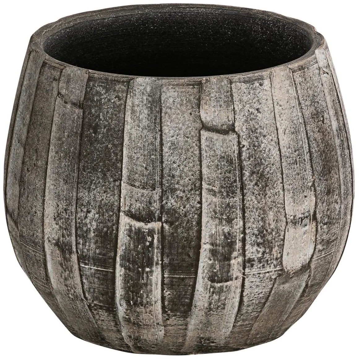 Dehner Keramik-Übertopf Samu, bauchig, braun, ca. Ø16 cm