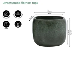 Dehner Keramik-Übertopf Taiga, quadratisch