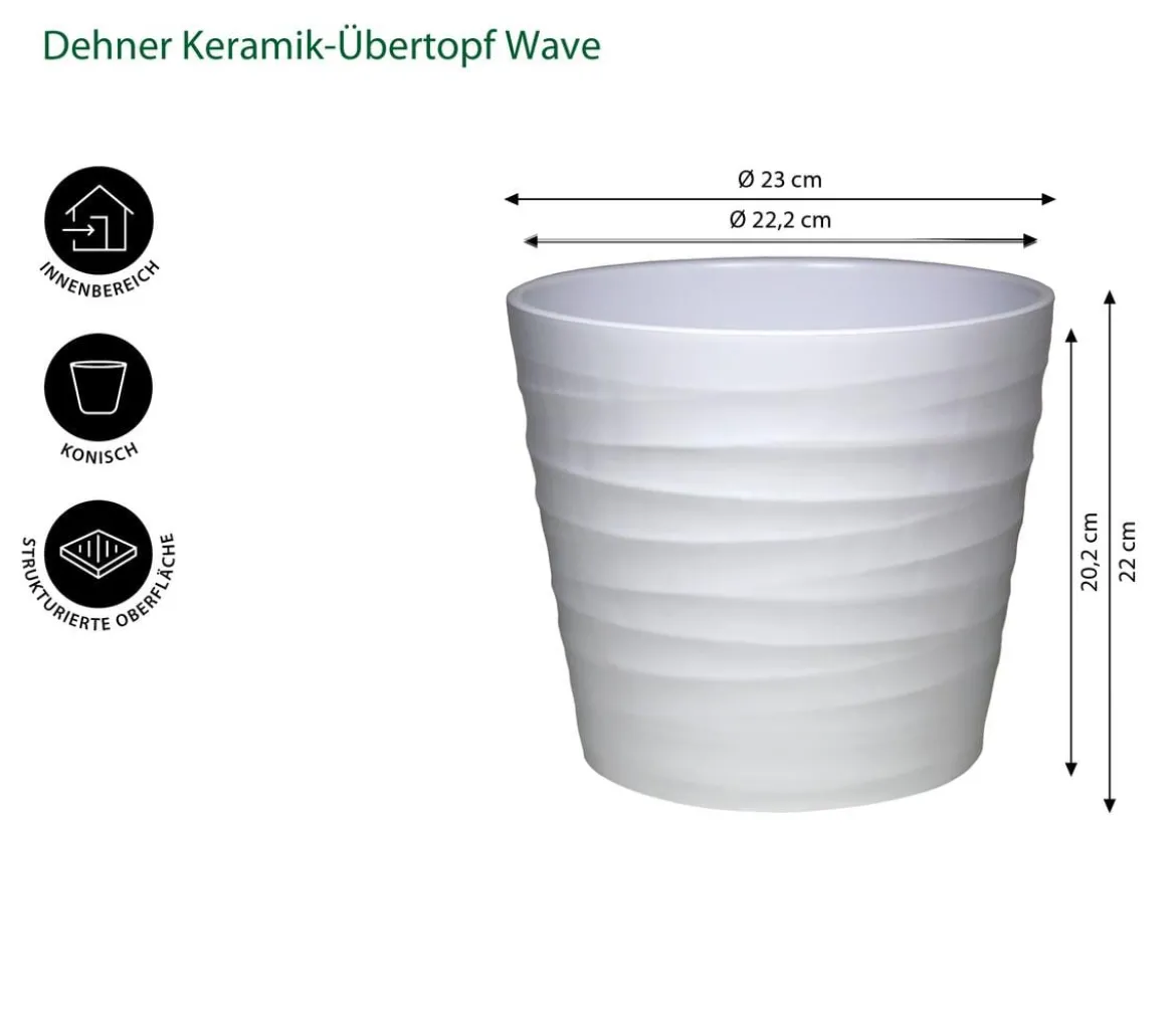 Dehner Keramik-Übertopf Wave, konisch