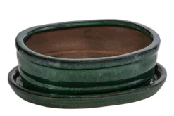 Dehner Keramik-Bonsaischale, oval, ca. B15/H4,5/T12 cm