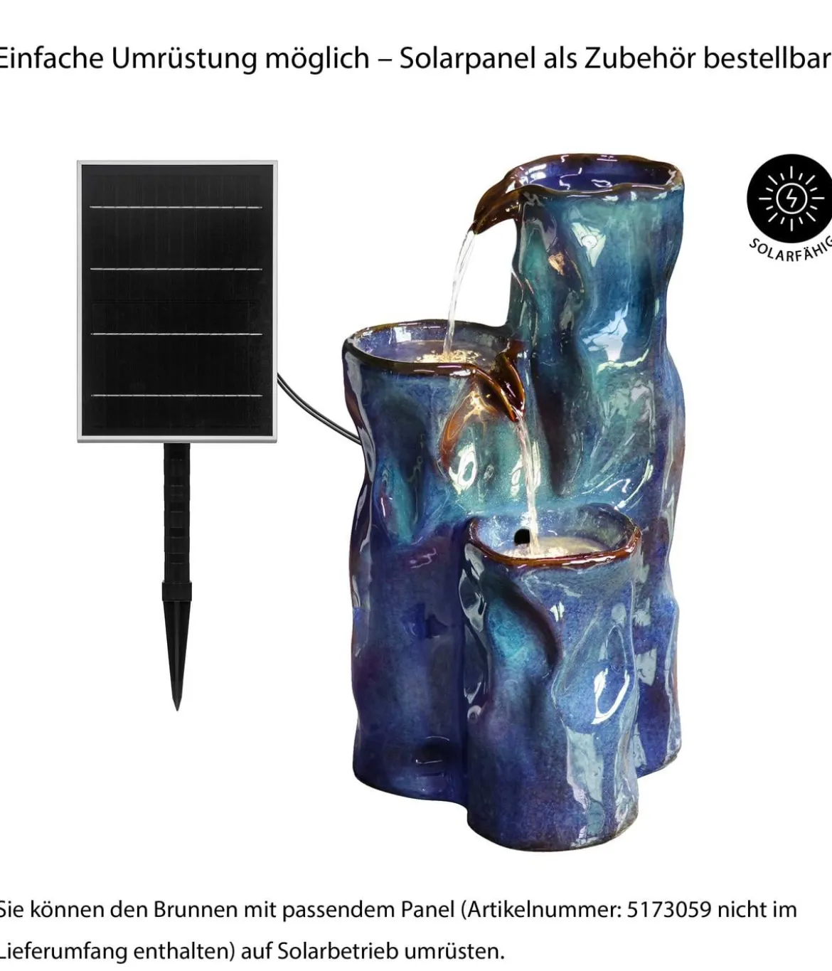 Dehner Keramik-Gartenbrunnen Corso, solarfähig, ca. H64,5 cm