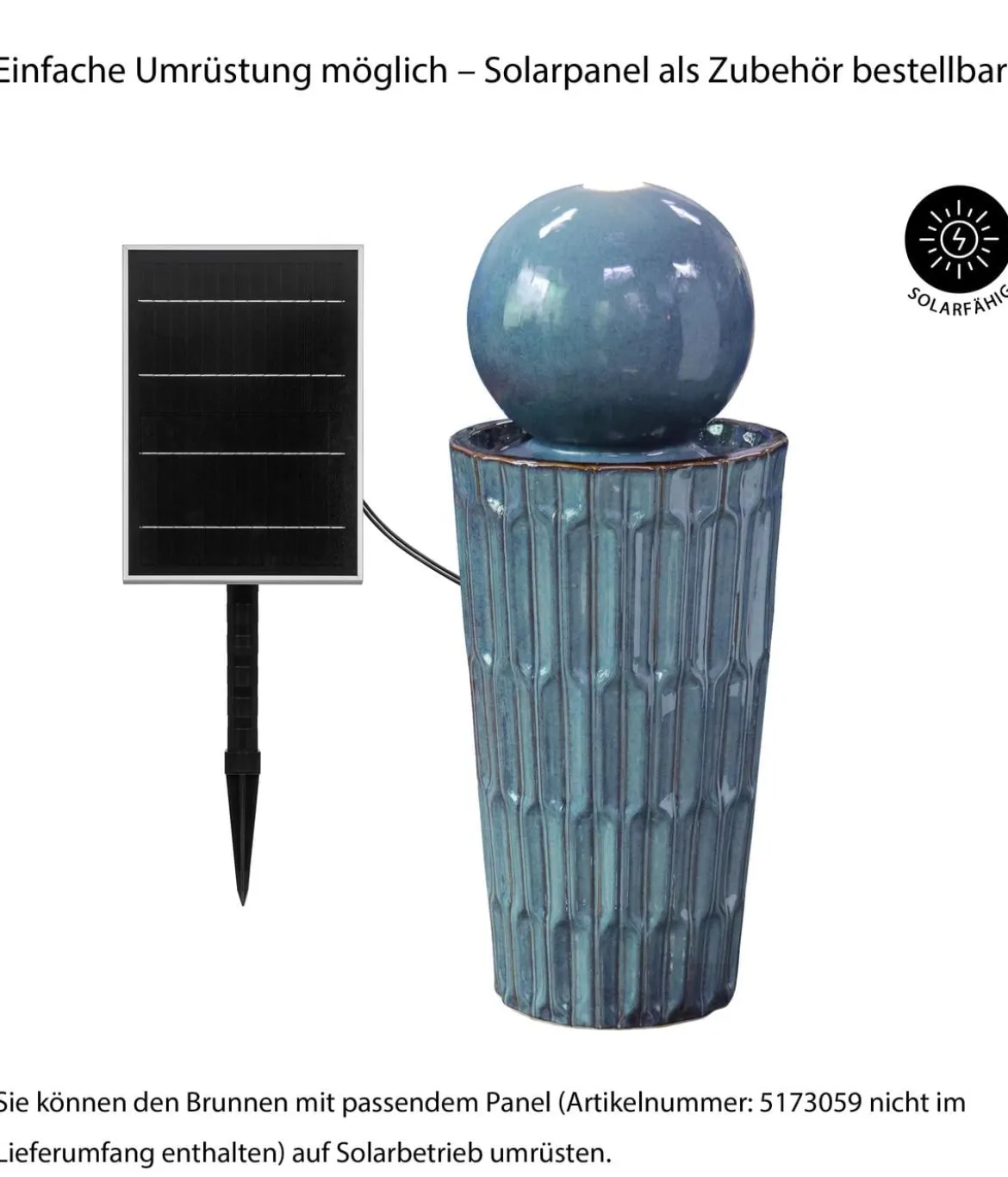Dehner Keramik-Gartenbrunnen Altona, solarfähig, ca. H72,5 cm