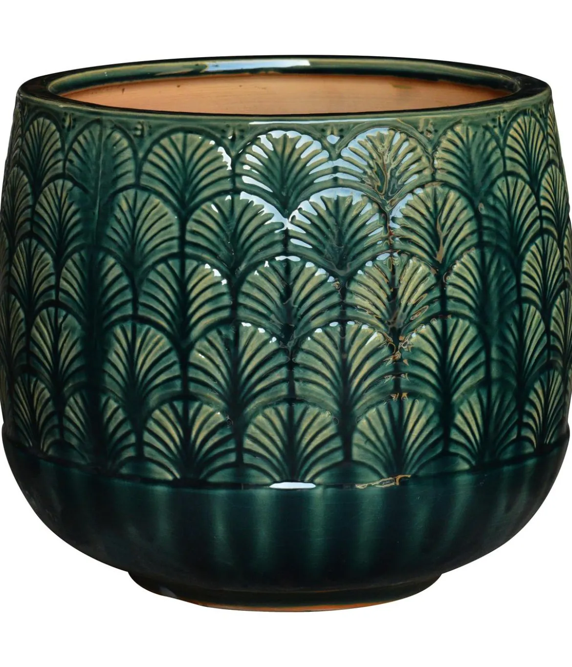 Dehner Keramik-Pflanztopf Peacock, rund, grün