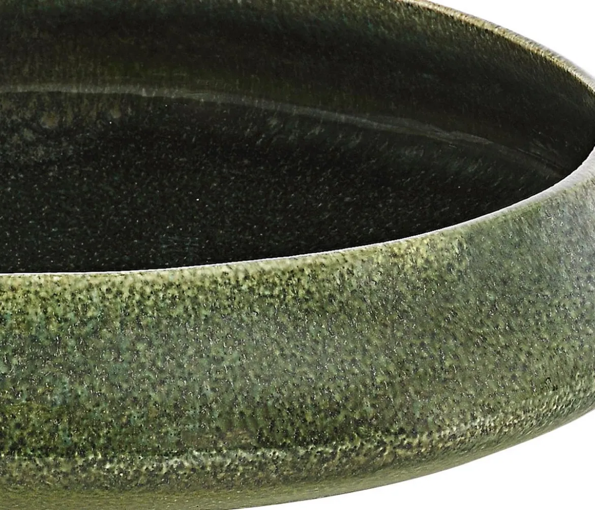 Dehner Keramik-Schale Linn, rund, dunkelgrün, ca. Ø32/H8 cm
