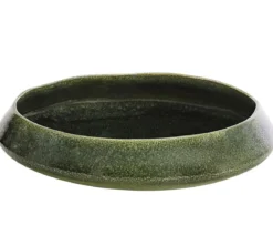 Dehner Keramik-Schale Linn, rund, dunkelgrün, ca. Ø32/H8 cm