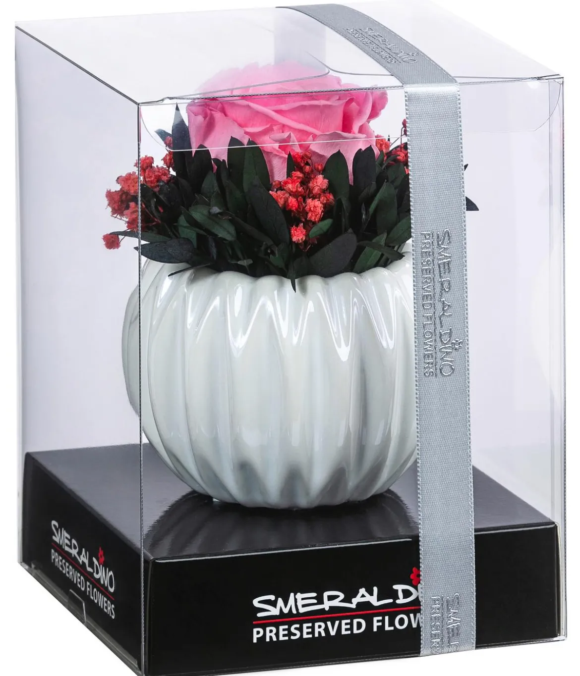 Dehner Keramik-Schale mit Longlife-Rose Perla, ca. Ø12/H16 cm